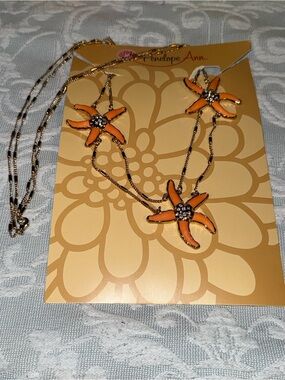 Penelope Ann Orange Starfish Pendant Necklace Set